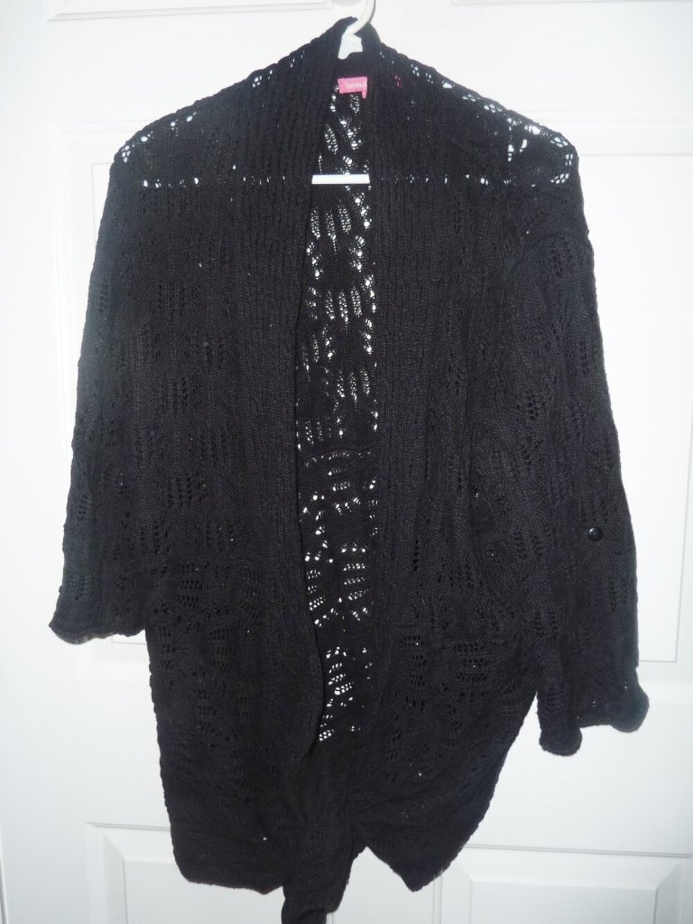 The Woman Within Black Crocheted Open Front Cardigan Sweater Size 1X